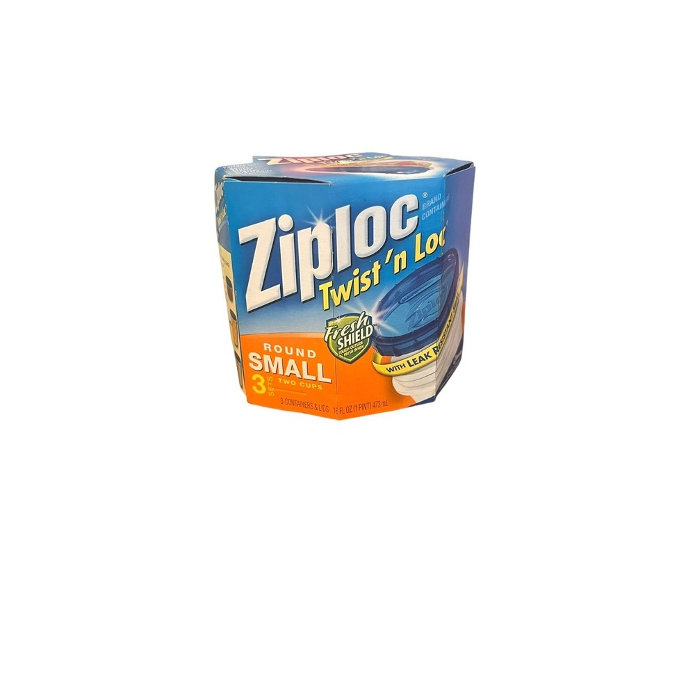 Ziploc Twist 'N Loc Containers Small Round 3 Pack Containers With Lid 16 Oz New